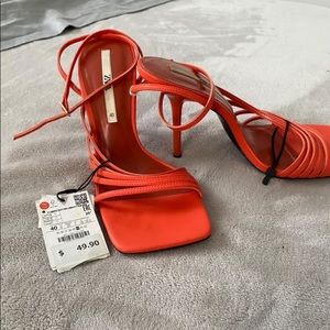 Zara Orange High Heel Leather
